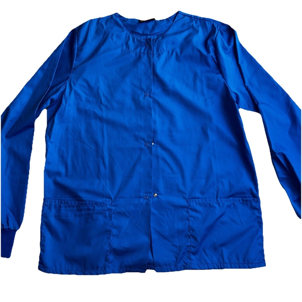 Fashion Scrubs Scrub Jacket Size XL Cuffed Sleeves Royal Blue Medical Uniform